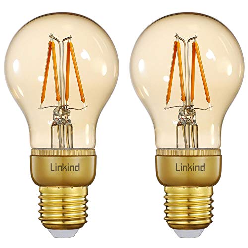 Linkind Pack de 2 bombillas LED inteligentes regulables Edison, 2200 K, blanco cálido Zigbee, vintage, 4,2 W, 420 lm, iluminación retro, requiere puente/hub, compatible con Alexa