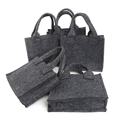Logbuch-Verlag 5 pequeñas bolsas de fieltro 15 x 4 x 12 cm, color gris oscuro – Mini bolsas de regalo con asa de fieltro para rellenar.
