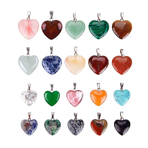 Lvcky - 20 colgantes de piedras en forma de corazón, 2 tamaños diferentes, varios colores
