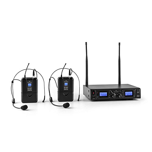 Malone Duett Pro V2 Juego de micrófonos inalámbricos UHF y receptor de señal (2 canales, pantalla micro LCD, rango de frecuencias: 100 Hz - 18 kHz, alcance de 50 m)