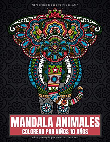 Mandala Animales Colorear Par Niños 10 Años: El libro para colorear ligeramente diferente con 65 grandes animales poligonales para niños de 10 años para colorear y como modelo para los educadores.