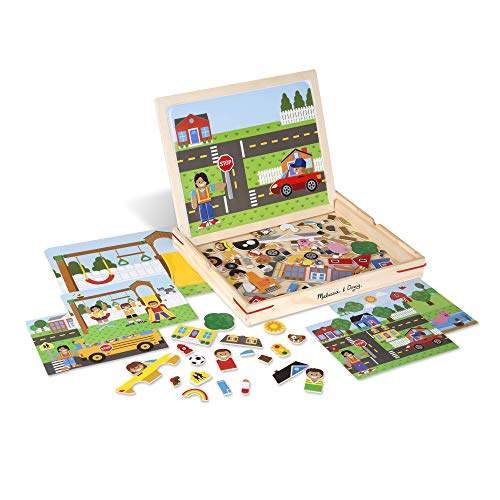Melissa & Doug Wooden Magnetic Matching Picture Game with 119 Magnets and Scene Cards Juego de Madera, Multicolor (19918)