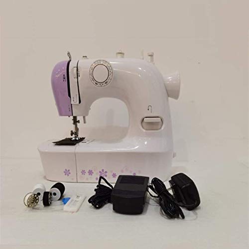 Mini Máquina de coser portátil 12 Puntadas Máquina de coser eléctrica Máquina de remendar con velocidad ajustable LED Pedal de pies de luz para la creación de bricolaje Cortinas de ropa Máquinas de co