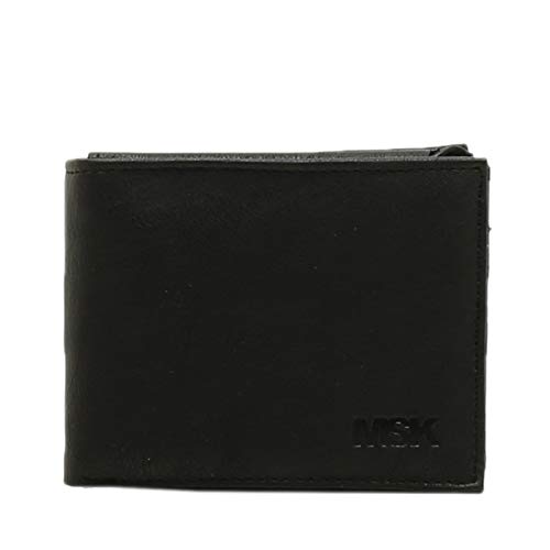 Misako Monedero Negro Albert | Monedero Negro, Cartera para Hombre, de Polipiel, con Múltiples Compartimentos, 1x12x9 cm