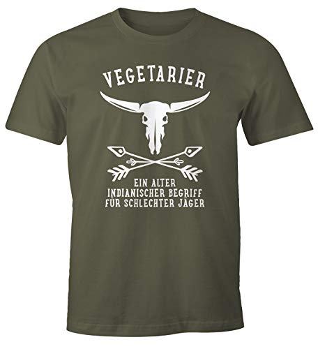 MoonWorks® Camiseta para hombre con diseño de vegetarianos, un término indio para cazadores malos, para barbacoas y cazadoras Vegetarier Army L