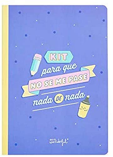 Mr Wonderful - Libreta de Pegatinas y Notas Adhesivas "Para que No Se Me Pase Nada", 14,8 x 21 x 0,5 cm, Azul