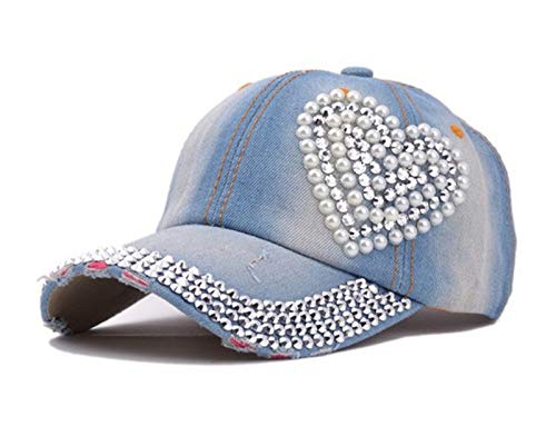 N/F Gorra de verano para mujer, diseño de diamante, sombrero de vaquero en forma de corazón, gorra de béisbol