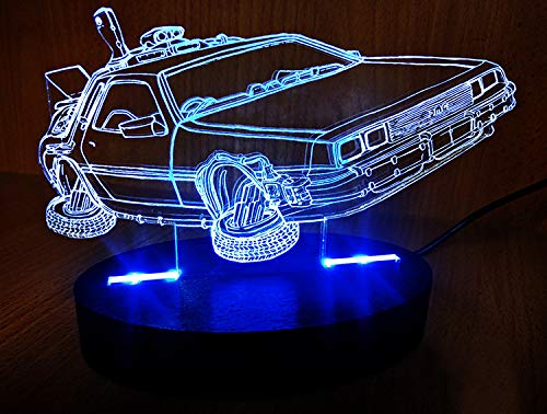 Night Light Back To The Future Time Machine Led Night Light Lámpara de mesa estéreo 3d 7 colores Touch Bedside Baby Sleep Light