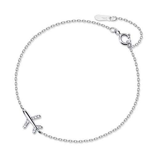 Nobrand Trusta 100% 925 Sólido Real Plata Esterlina Moda Mujer Joyería Avión con Cz Pulsera 18 Cm para Niñas Adolescentes Ladygift