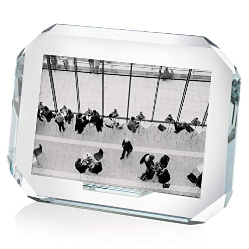 OMODOMO - Marco de cristal para fotos de 18 x 13 cm, hecho a mano en Italia, portafotos de mesa ocho, idea regalo único para aniversario, boda, graduación, bodas de oro y ocasiones especiales.