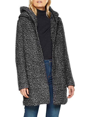 Only Onlsedona Boucle Wool Coat Otw Noos Abrigo, Gris (Dark Grey Melange Detail:Melange), 38 (Talla del fabricante: Small) para Mujer