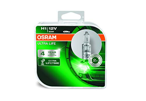 OSRAM ULTRA LIFE H1, lámpara para faros halógena, 64150ULT-HCB, automóvil de 12 V, caja doble (2 unidades)