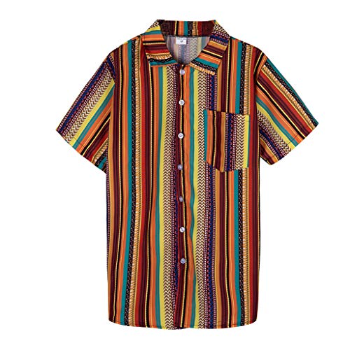 Overdose Camisas Hombre Rayas de Verano Hawaiana Fiesta Estampados de Playa Blusa Años 70 Retro Camisetas Hombres La Solapa Oferta