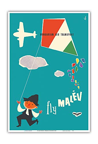Pacifica Island Art - Fly Malév, Hungría - Transporte aéreo húngaro - Póster Viaje Línea aérea c.1960s - Impresión de Arte - 33 x 48 cm
