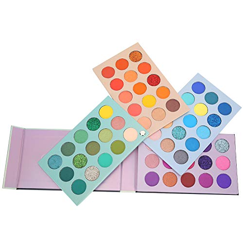 Paleta de sombras de ojos de 4 capas, 60 colores Paleta de sombras de ojos con purpurina en polvo mate de larga duración