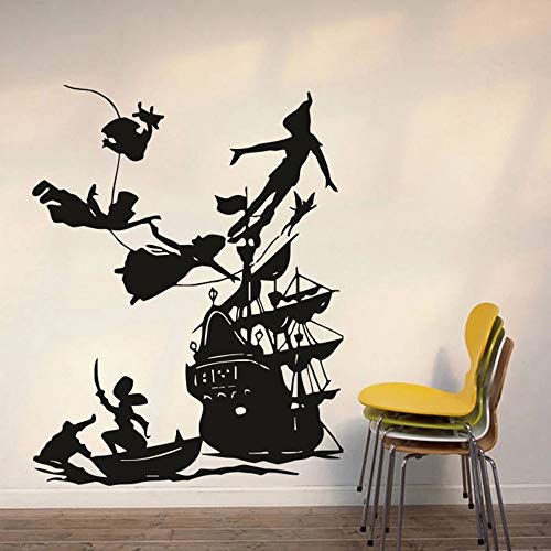 Peter Pan pegatinas de pared decoración de barco pirata dibujos animados sueño vinilo pared impermeable hogar Art Deco