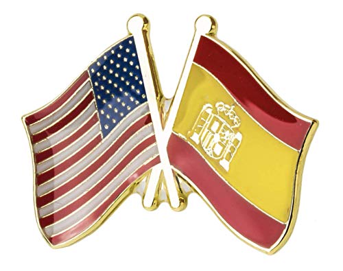 Pin de Solapa Bandera de Estados Unidos y Bandera de España | Pines Originales y Baratos Para Regalar | Para las Camisas, la Ropa o para tu Mochila | Detalles Divertidos