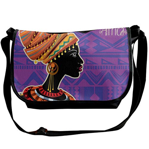 Portrait of African Woman in Ethnic Turban Bolso bandolera de hombro para hombres y mujeres, bolso bandolera de moda para ir de compras, estudio, negocios