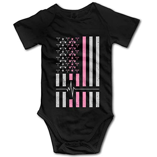 Promini Enterizo de manga corta de algodón con la bandera de Estados Unidos para bebés de 0 a 3 meses, ZI4012
