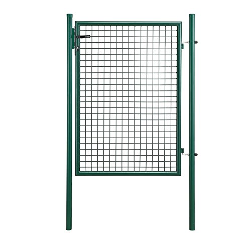 [pro.tec] Puerta de jardín galvanizado (175x106cm) Verde - Incluye Cerradura y 3 Llaves - Puerta de Valla
