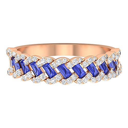 Rosec Jewels 14 quilates oro rosa baguette round-brilliant-shape H-I Blue Diamond Tanzanite