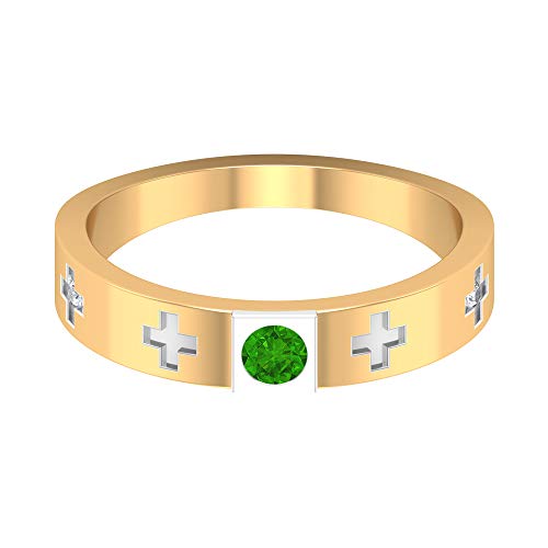 Rosec Jewels 18 quilates oro amarillo redonda round-brilliant-shape H-I Green Diamond Creado en laboratorio de tsavorita