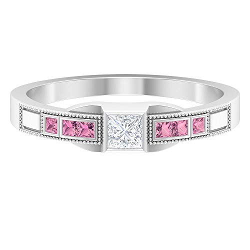 Rosec Jewels 18 quilates oro blanco talla princesa princess-shape H-I Pink Diamond Tourmaline
