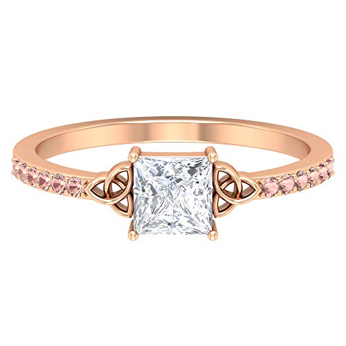 Rosec Jewels 18 quilates oro rosa redonda princess-shape H-I Diamond morganita creada en laboratorio