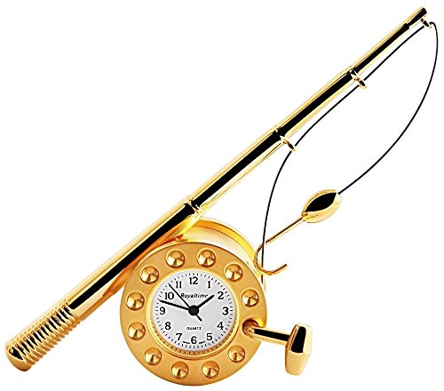 royaltime Reloj en miniatura – Caña de pescar – Tamaño 11,0 cm Reloj 300402000145