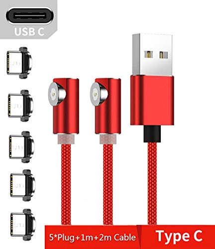 Ruibo Sike Cable de carga magnético USB en forma de L de 90 grados (tipo C, rojo)