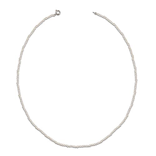 Secret & You Collar de Perlas de Mujer Cultivadas de Agua Dulce Tipo Rice de 45 cm de Largo Perlas Rice de 2 mm es una Alternativa a la Cadena para Colgante.