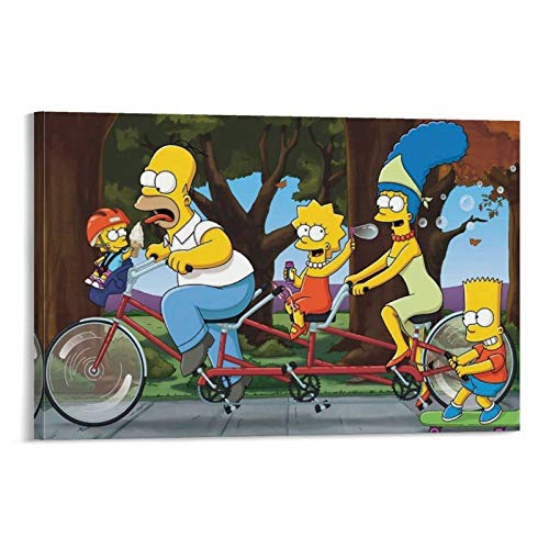 SHJKL Póster decorativo de The Simpsons Are Cycling at The Weekend (30 x 45 cm), diseño de los Simpsons