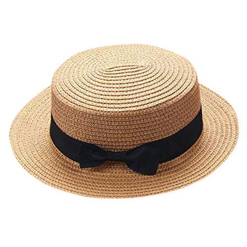 Sombrero para Niños y niñas Sombrero de Paja Sombrero de Playa Sombrero para el Sol de Ocio Verano Playa Viaje Vacaciones Sombrero de Pescador Color Sólido Padre-Hijo riou