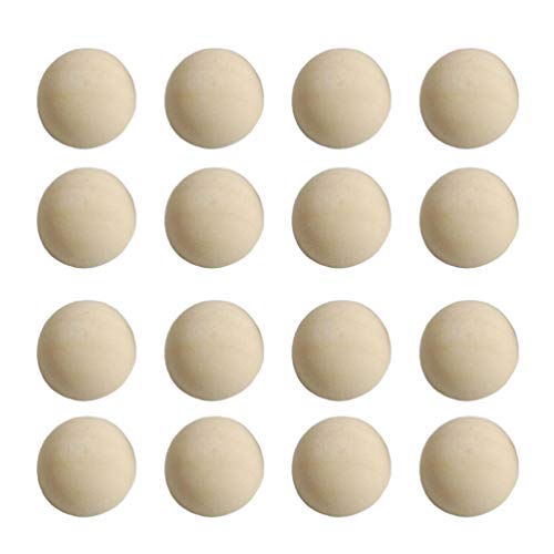 Supvox 20 piezas de bolas de madera divididas por la mitad incomprendidas bolas de madera para pintar manualidades adornos navideños (amarillo claro 40 mm)