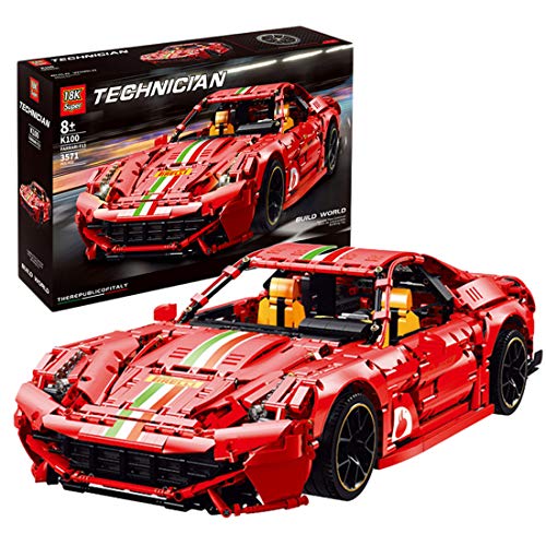 Technic Sports Car Model, 3571pcs Kits de modelismo de Coche Deportivo para Ferrari F8 Tributo, Technic Modelo de Coche Deportivo Bloques, Compatible con Lego