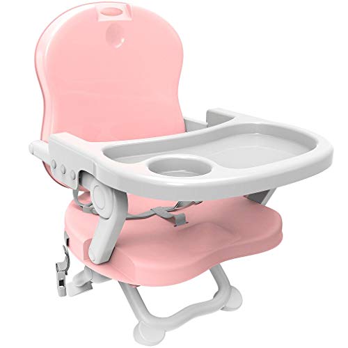 Todeco - Asiento Elevador para bebé, Silla portátil para alimentación de bebés - Alto: 38/42/46/50 cm - Material: PP - Rosado
