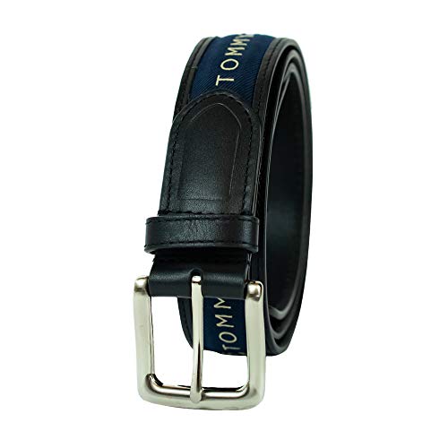Tommy Hilfiger - Cinturón con cinta incrustada para hombre. Diseño con cinta de tejido trenzado y hebilla de una sola aguja - Negro - 44