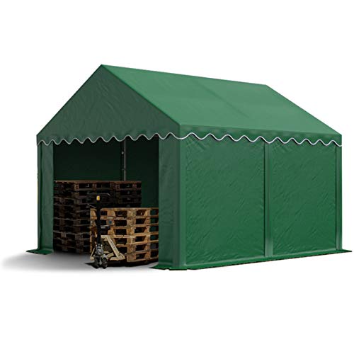 TOOLPORT Carpa de almacén 3x4m Carpa de pastoreo con Aprox. 500g/m² de Lona PVC Impermeable Verde Oscuro