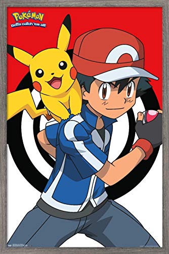 Trends International Pokémon - Fresno y Pikachu, 22" x 34", versión enmarcada