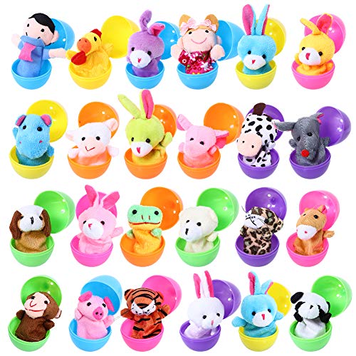 Twister.CK Marionetas de Dedo con Huevos de Pascua, 24 Piezas de Marionetas de Mano Set Marionetas de Animales Juguetes Muñecas Lindas para niños, espectáculos, Juegos, escuelas