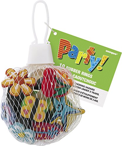 Unique Party- Bolsa de 10 anillos de fiesta de goma (74034) , color/modelo surtido