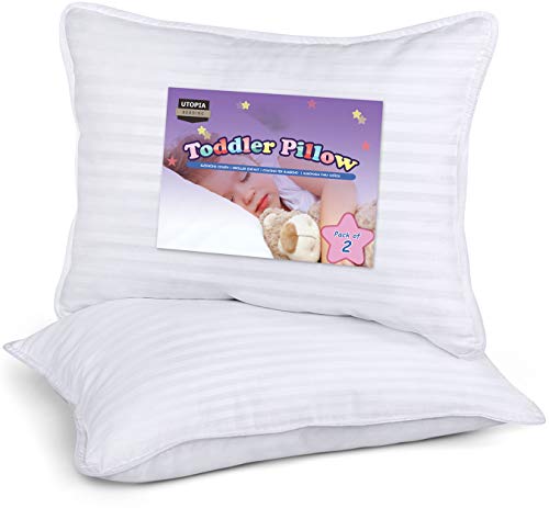 Utopia Bedding Almohada para Niños (Juego de 2) - 33 x 45 cm Almohada para Bebés con Mezcla de Algodón Cubierta Exterior - Respirable