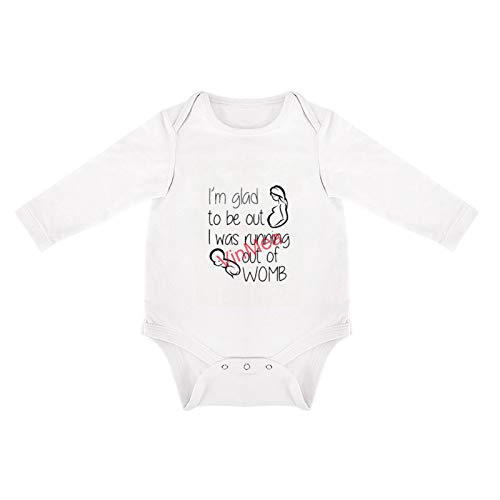 VinMea Baby Bodysuits Funny Long Sleeve I'm Glad to Be out Bodysuit for Sweet Baby Girls & Boys (3-6 Months)