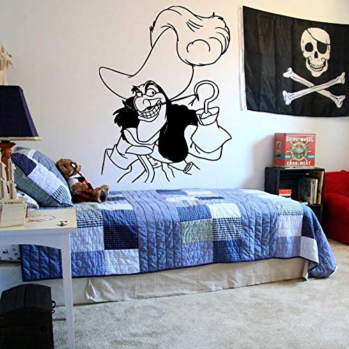 WERWN Calcomanía de Pared Pirata Dormitorio Dibujos Animados Barco Peter Pan Gancho Pirata Pegatina de Pared Vinilo niña niño habitación Adolescente decoración 56x42cm
