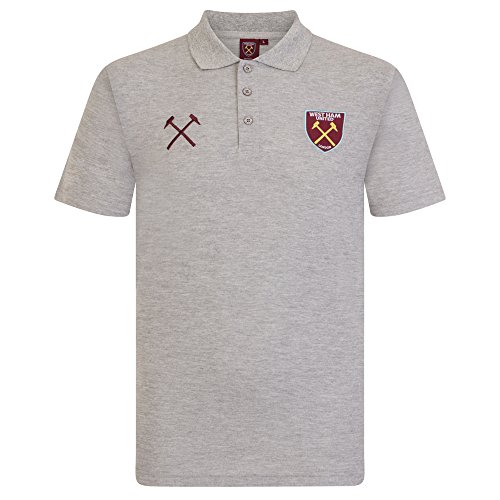 West Ham United FC - Polo Oficial para Hombre - con el Escudo del Club - Gris - Mediana