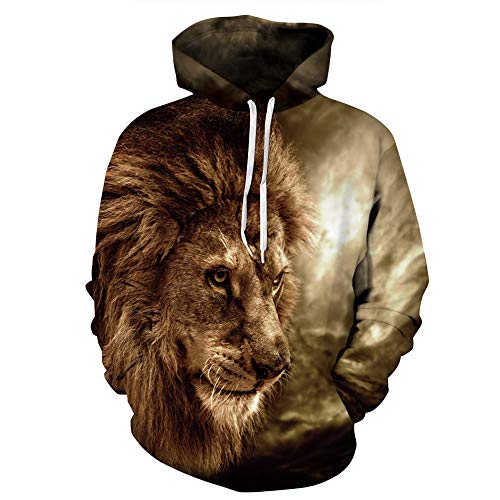 yyqx container Unisex Realistic 3D Fashion Pullover Set Two-Piece Hoodie Hooded Sweatshirt Yellow sang Lion King 3D Hoodie, M