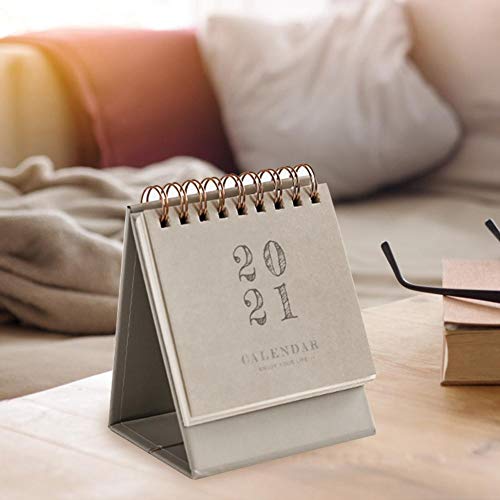 ZY123 Mini calendario de mesa, 10 cm x 8,3 cm, calendario 2020-2021, plegable, diseñado para fijar objetivos y hacer las cosas, diario de objetivos para la oficina doméstica (reflexión)