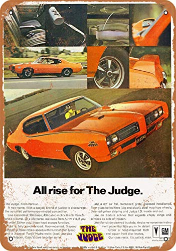 1969 Pontiac GTO The Judge All Rise Cartel de carteles de chapa vintage Placa de carteles de metal Pintura de hierro Decoración de pared retro 12 × 8 pulgadas