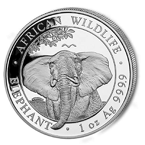 2021 Somalia 1 Oz Elefante Plata 9999 Moneda de plata fina