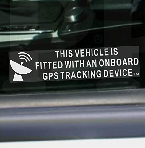 5 x On Board dispositivo de seguimiento GPS fitted-window parabólica image-security stickers-87 X 20 mm-car, Van, taxi, minicab, cabina, Camión, Camión, bici Advertencia señales de Tracker